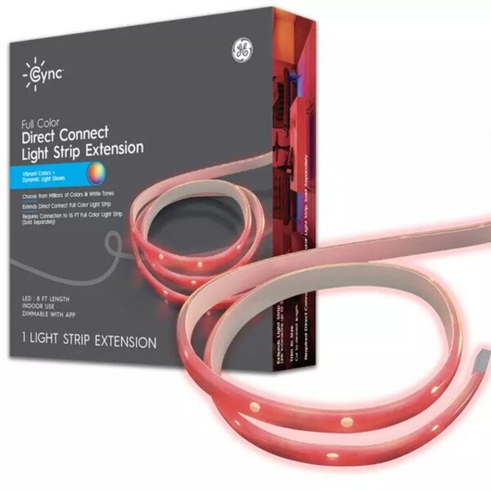 GE CYNC Smart LED Direct Connect Light Strip Extension Full Color Bluetooth 8Ft